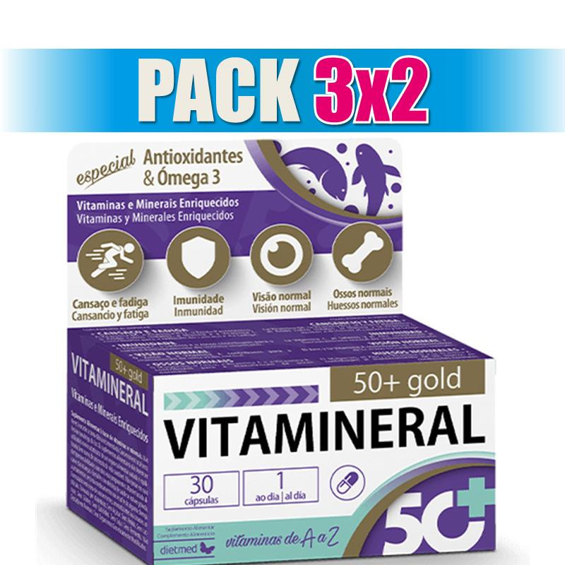 Pack 3x2 VITAMINERAL 50 GOLD 30 CAPSULAS DIETMED