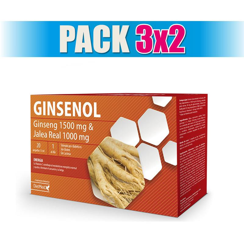 Pack 3x2 GINSENOL 20 AMPOLLAS DIETMED