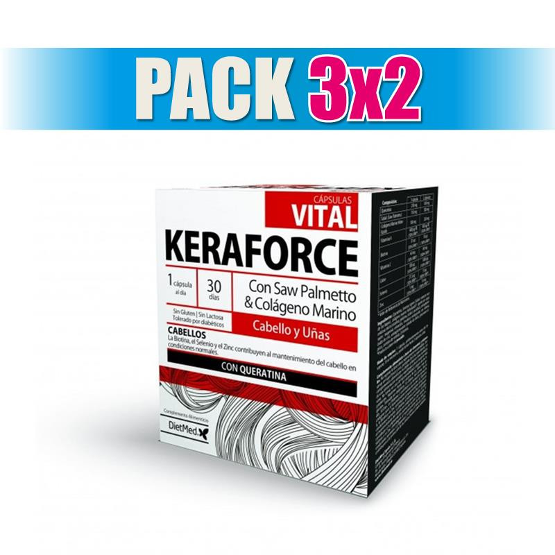 Pack 3x2 KERAFORCE VITAL 30 CAPSULAS DIETMED