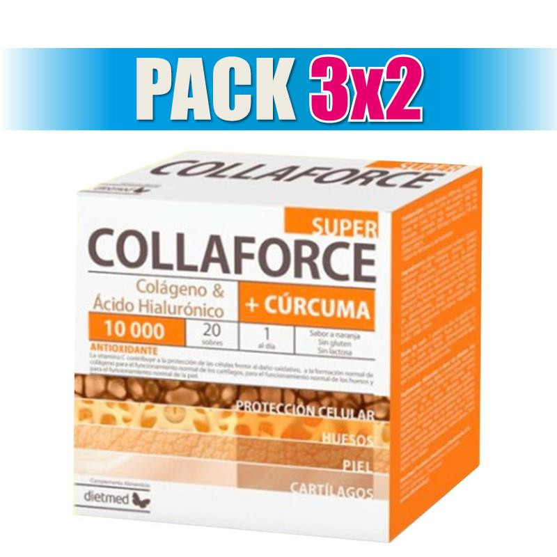 Pack 3x2 COLLAFORCE SUPER + CURCUMA 20 SOBRES DIETMED