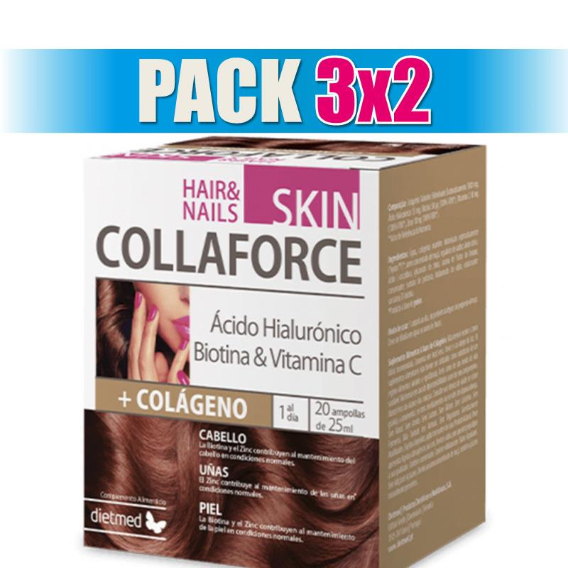 Pack 3x2 COLLAFORCE SKIN HAIR NAILS 20 AMPOLLAS DIETMED