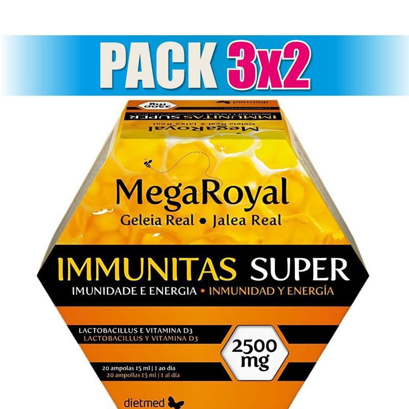 Pack 3x2 MEGAROYAL IMMUNITAS SUPER 2500 20 AMPOLLAS DIETMED