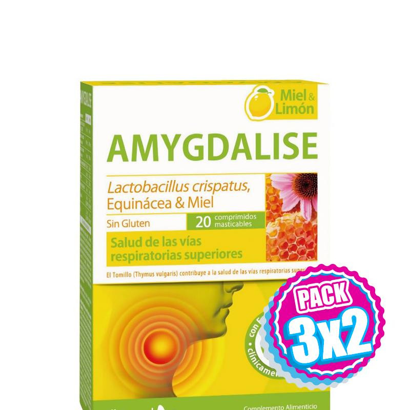 Pack 3x2 AMYGDALISE MIEL Y LIMÓN 20 COMPRIMIDOS MASTICABLES DIETMED