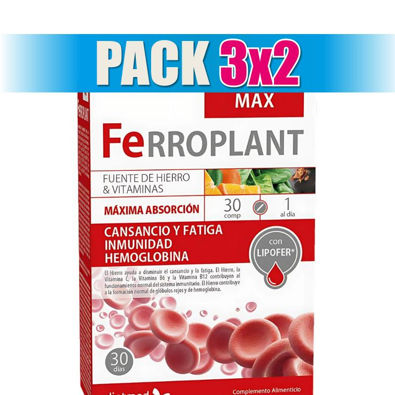 Pack 3x2 FERROPLANT MAX 30 COMPRIMIDOS DIETMED