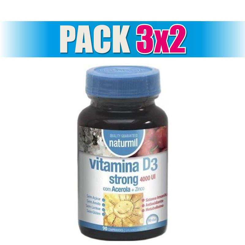 Pack 3x2 VITAMINA D3 STRONG 4000UI 90 COMPRIMIDOS NATURMIL