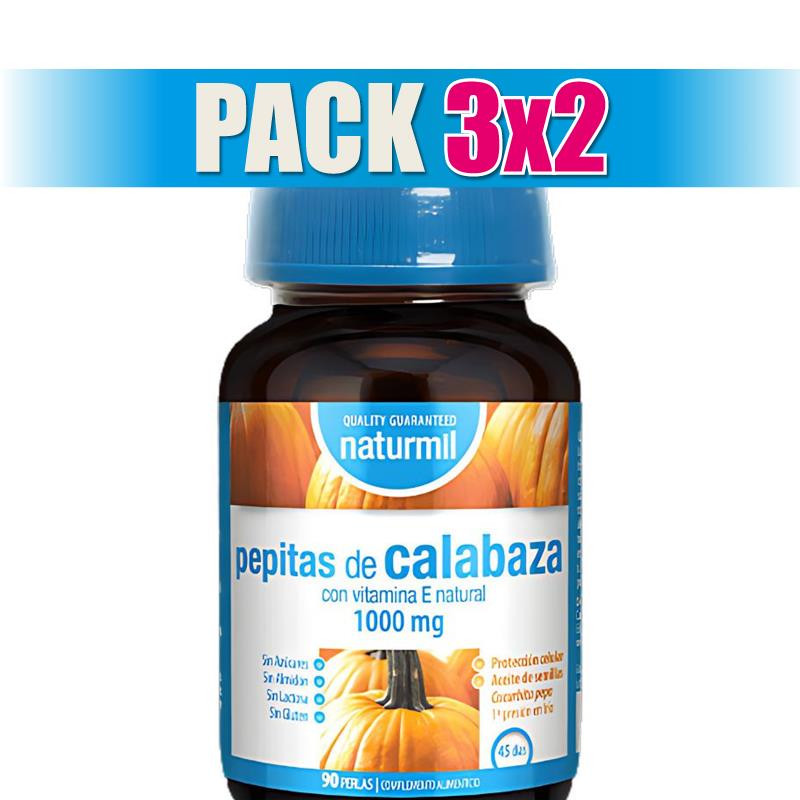 Pack 3x2 CALABAZA (Pepitas) 1000MG 90 PERLAS NATURMIL