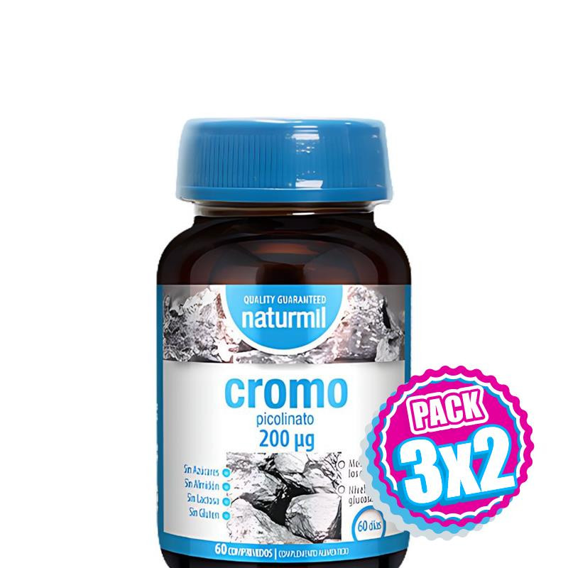 Pack 3x2 PICOLINATO DE CROMO 200UG 60 COMPRIMIDOS NATURMIL