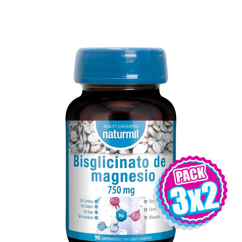 Pack 3x2 BISGLICINATO DE MAGNESIO 750MG 90 COMPRIMIDOS NATURMIL