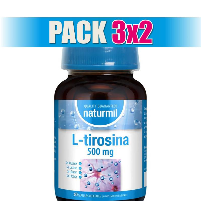 Pack 3x2 L-TIROSINA 500MG 60 CÁPSULAS VEGETALES NATURMIL