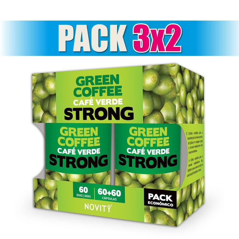 Pack 3x2 CAFE VERDE STRONG 120 (60+60) CAPSULAS NOVITY