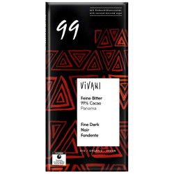 CHOCOLATE NEGRO PANAMEÑO 99% CON AZÚCAR DE COCO BIO 80G VIVANI