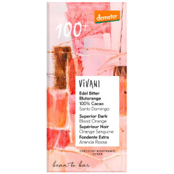 CHOCOLATE NEGRO SUPERIOR 100% CON NARANJA BIO 90G VIVANI