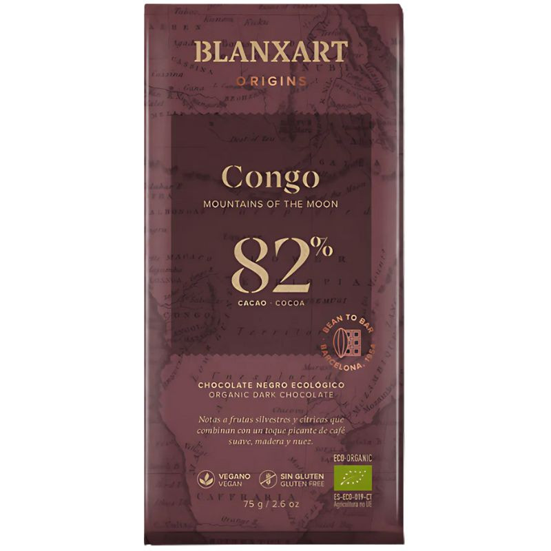 CHOCOLATE NEGRO 82% CONGO ECO 75G BLANXART