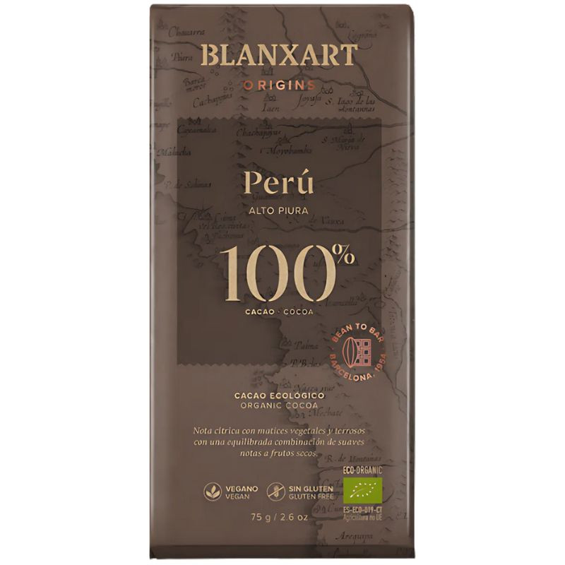 CHOCOLATE NEGRO 100% PERÚ ECO 75G BLANXART