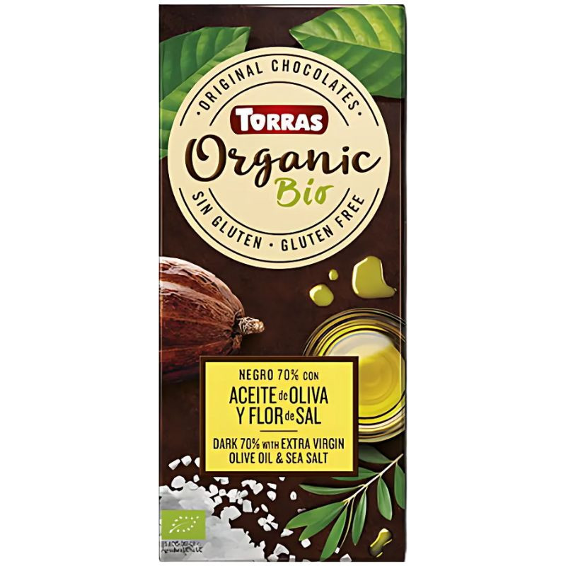 CHOCOLATE NEGRO 70% ACEITE OLIVA & FLOR DE SAL 100G TORRAS