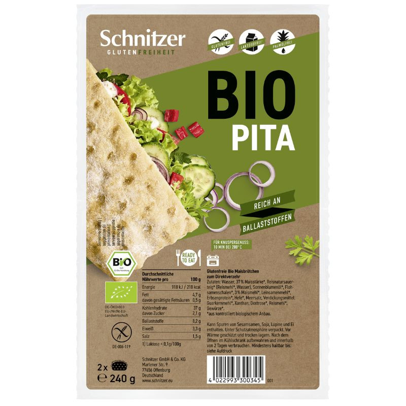 PAN DE PITA SIN GLUTEN 240G SCHNITZER