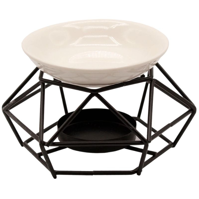 QUEMADOR DE INCIENSO METAL CERÁMICA BLANCA SYS