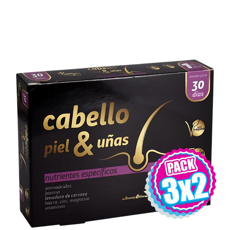 Pack 3x2 CABELLO, PIEL Y UÑAS BEAUTYLINE 30 CÁPSULAS PINISAN