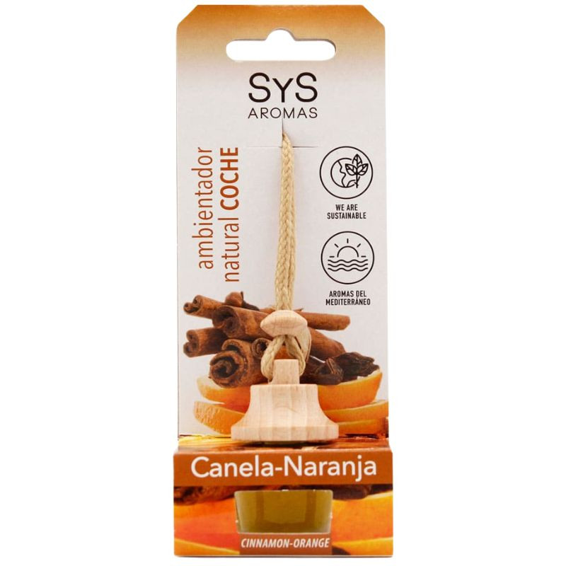 AMBIENTADOR NATURAL DE COCHE AROMA CANELA-NARANJA 7ML SYS