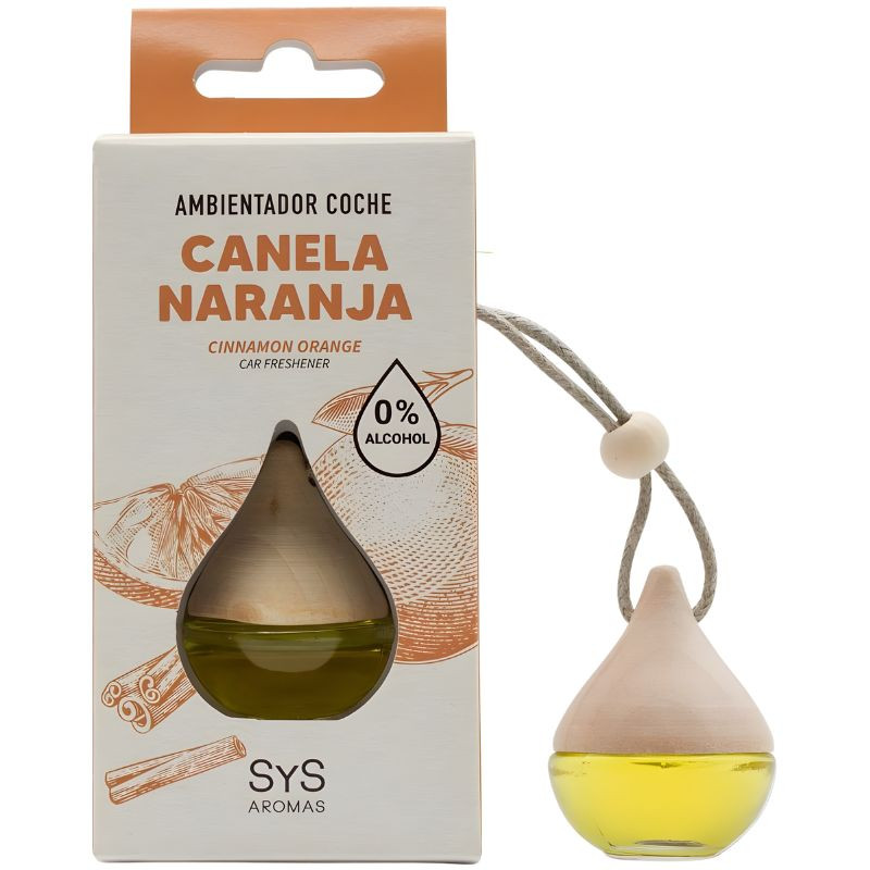 AMBIENTADOR NATURAL DE COCHE GOTA AROMA CANELA-NARANJA 6ML SYS