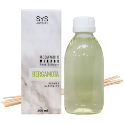 RECAMBIO MIKADO BERGAMOTA 200ML+PALOS SYS