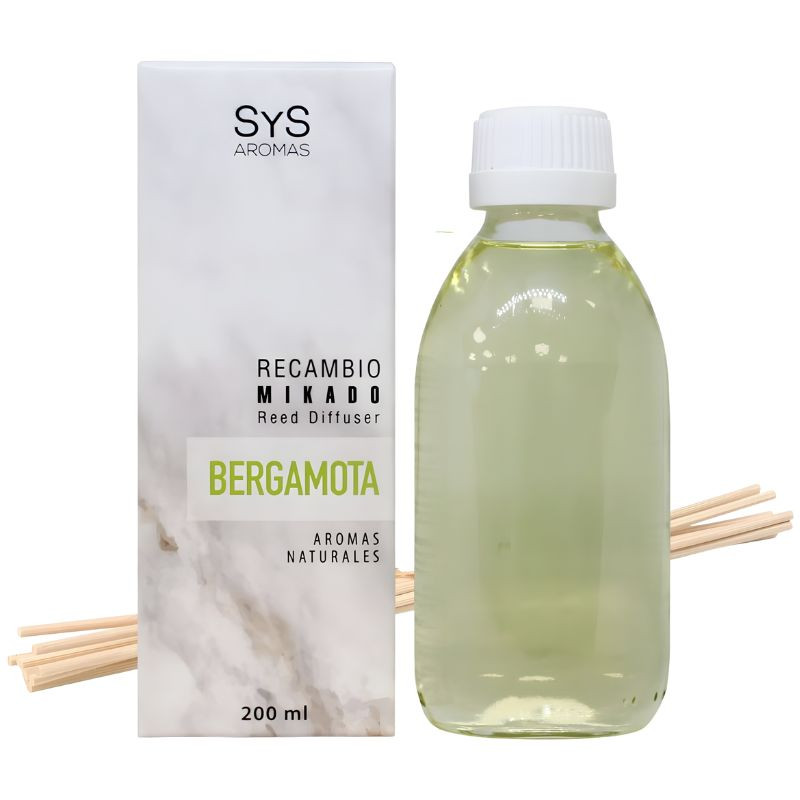 RECAMBIO MIKADO BERGAMOTA 200ML+PALOS SYS