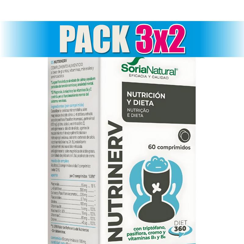 Pack 3x2 NUTRINERV 60 COMPRIMIDOS SORIA NATURAL