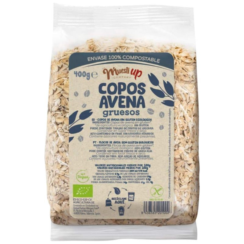 COPOS DE AVENA GRUESOS SIN GLUTEN BIO 400G MUESLI UP
