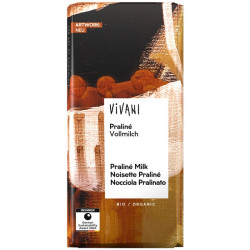 CHOCOLATE CON LECHE RELLENO DE PRALINÉ BIO 100G VIVANI