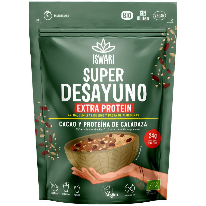 SÚPER DESAYUNO DE CACAO Y PROTEÍNA DE CALABAZA 360G ISWARI