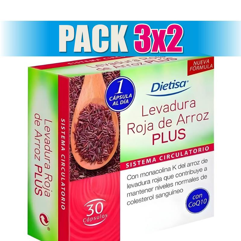 Pack 3x2 LEVADURA ROJA DE ARROZ PLUS 30 CÁPSULAS DIETISA