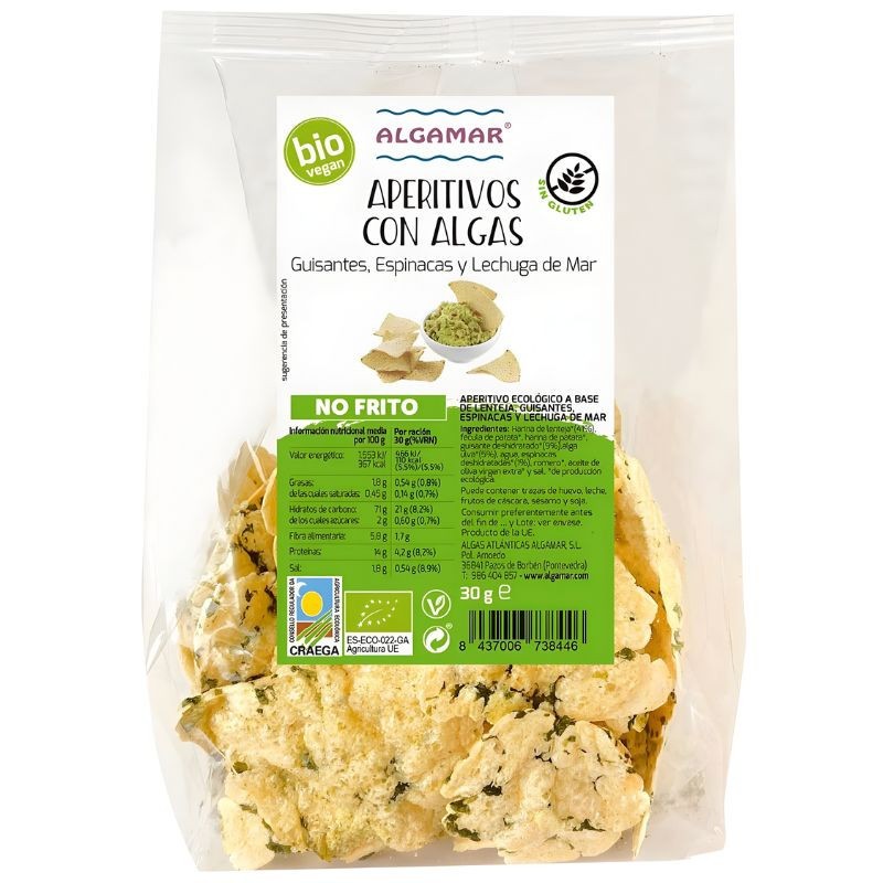 APERITIVO DE GUISANTES, ESPINACAS Y LECHUGA DE MAR 30G ALGAMAR