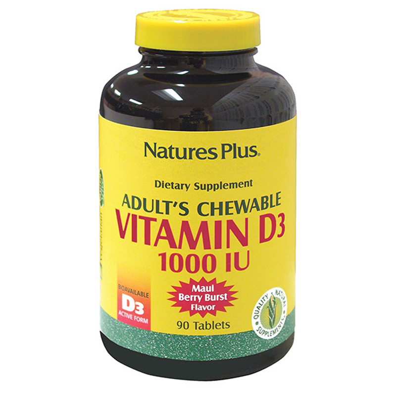 VITAMINA D3 1000 IU 90 COMPRIMIDOS MASTICABLES. NATURE´S PLUS