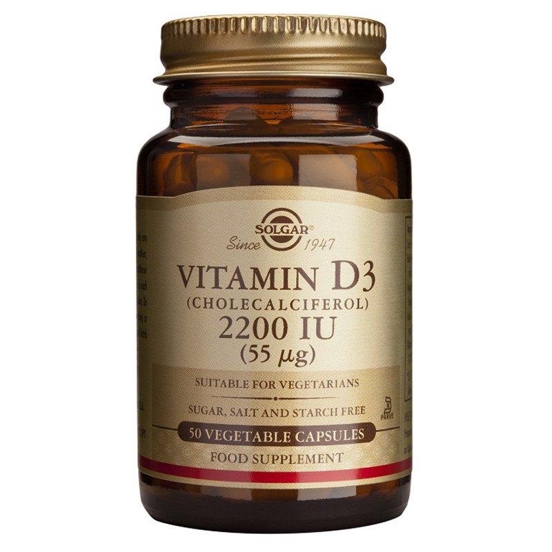 VITAMINA D3 2200UI (55Mcg.) 50 CAPSULAS VEGETALES SOLGAR