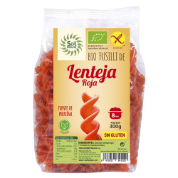 FUSILLI DE LENTEJAS ROJAS BIO S/G 300Gr. SOL NATURAL