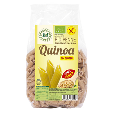 PENNE DE QUINOA CON LINO BIO S/G 250Gr. SOL NATURAL