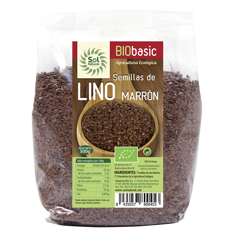 SEMILLAS DE LINO MARRON BIO 500Gr. SOL NATURAL