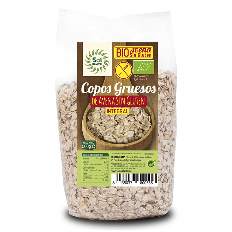 COPOS DE AVENA GRUESOS S/G BIO 500Gr. SOL NATURAL