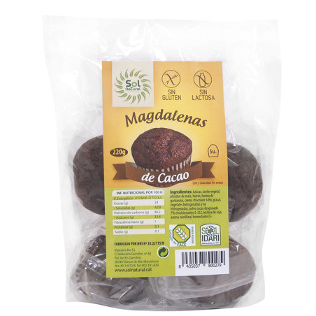 MAGDALENAS SUPER-CHOC 5Uds. 190Gr. SOL NATURAL