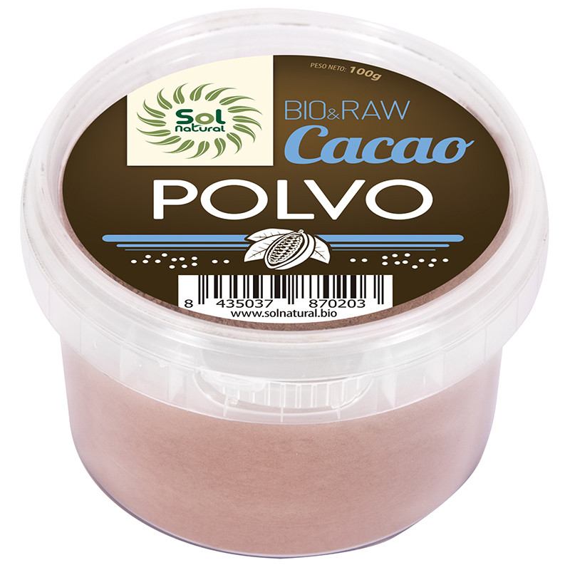 CACAO EN POLVO CRUDO RAW BIO 100Gr. SOL NATURAL