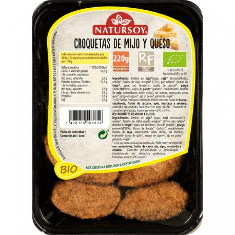 CROQUETAS DE MIJO Y QUESO 220Gr. NATURSOY