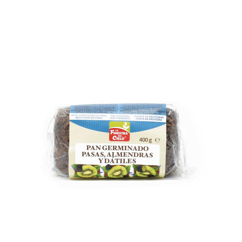 PAN GERMINADO CON ALMENDRAS, PASAS Y DATILES SIN LEV 400Gr. FINESTRA