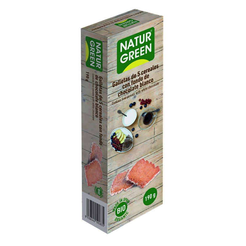 ECOGALLETA 5 CEREALES CON FONDO DE CHOCOLATE BLANCO 190Gr. NATURGREEN