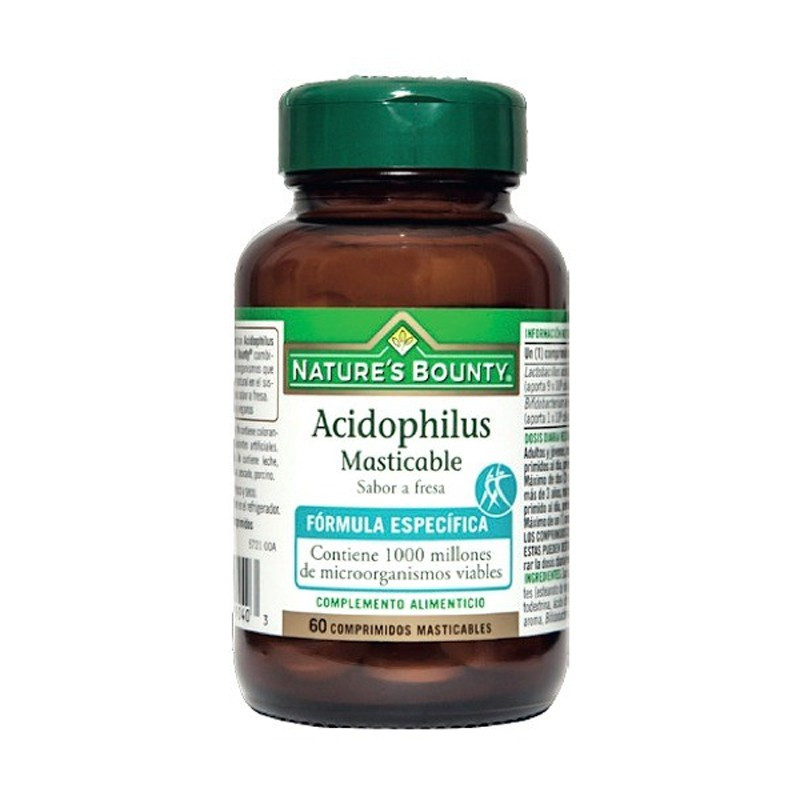 ACIDOPHILUS MASTICABLE FRESA 60 COMPRIMIDOS NATURES BOUNTY